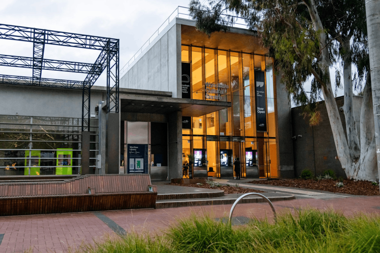 Wyndham Art Gallery Exterior building with trees in the foreground