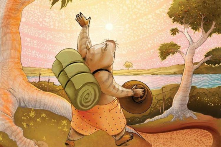 illustration of wombat on walking trail