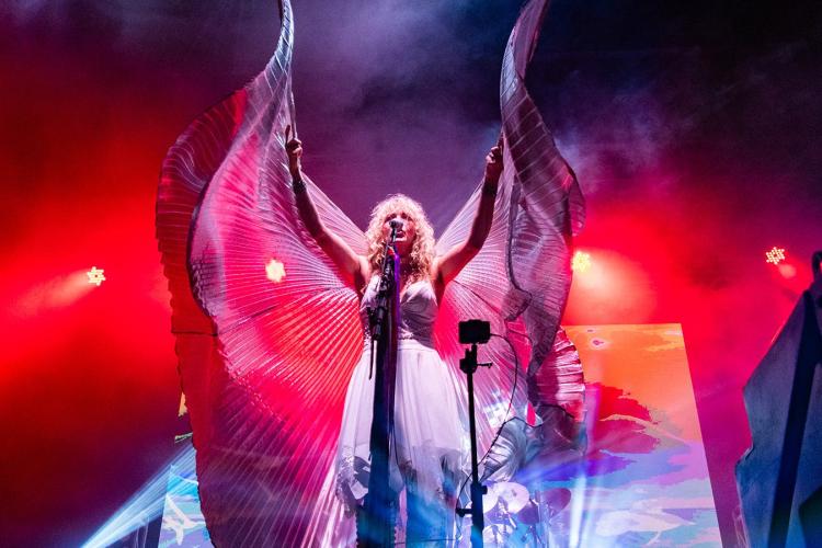 Former Dreams Show members performing Fleetwood Mac hits onstage with full crowd energy.